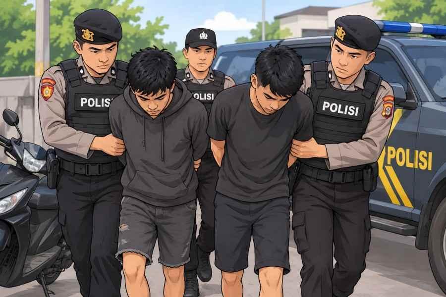 Polresta Pekanbaru Tangkap Dua Remaja Perampas Motor, Korban Terseret 600 Meter di Jalan Kaharuddin Nasution
