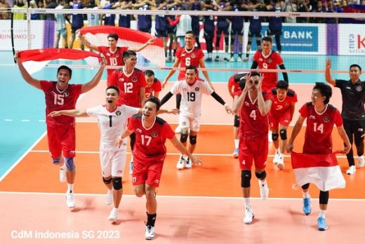 Kalahkan Kamboja, Timnas Voli Putra Indonesia Cetak Hattrick Emas