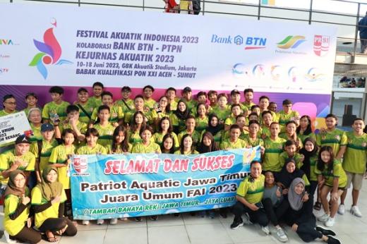 Koleksi Medali Emas Terbanyak, Jatim Juara Umum Kejurnas Renang FAI 2023