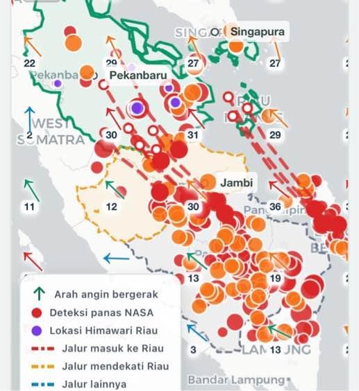 Waspada Asap Lintas Wilayah, Satelit Lacak Pergerakan Angin ke Arah Riau