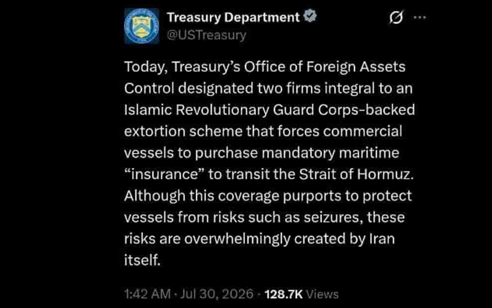 AS Sanksi Jaringan IRGC, Diduga Peras Kapal di Selat Hormuz